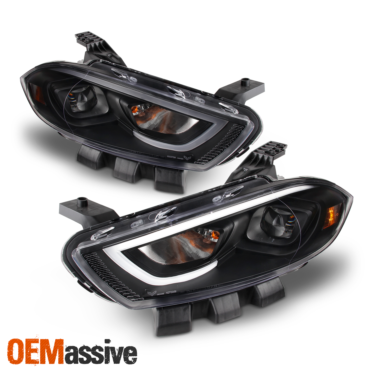Fits 20132016 Dodge Dart Black Projector LED Light Tube Headlights